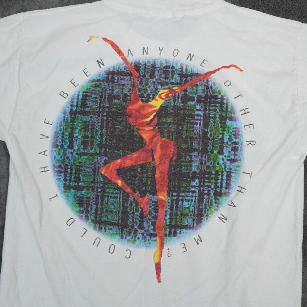 Vintage Dave Matthews Shirt Mens Medium White 90s Concert Tour Abstract Art Band